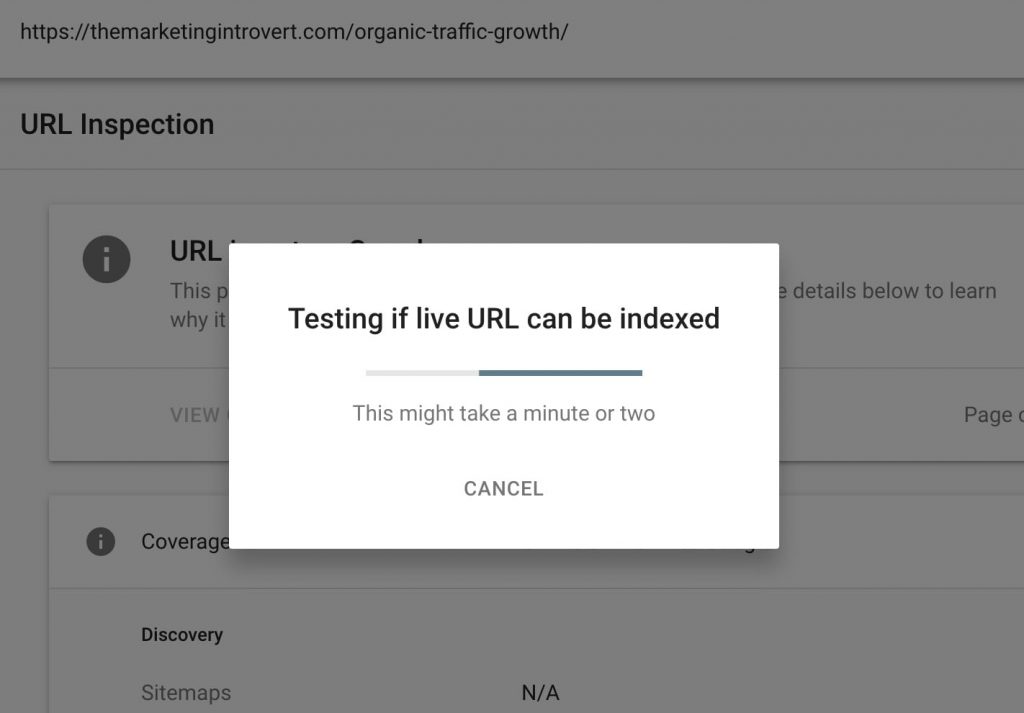 Request Manual Indexing in GSC Step 2