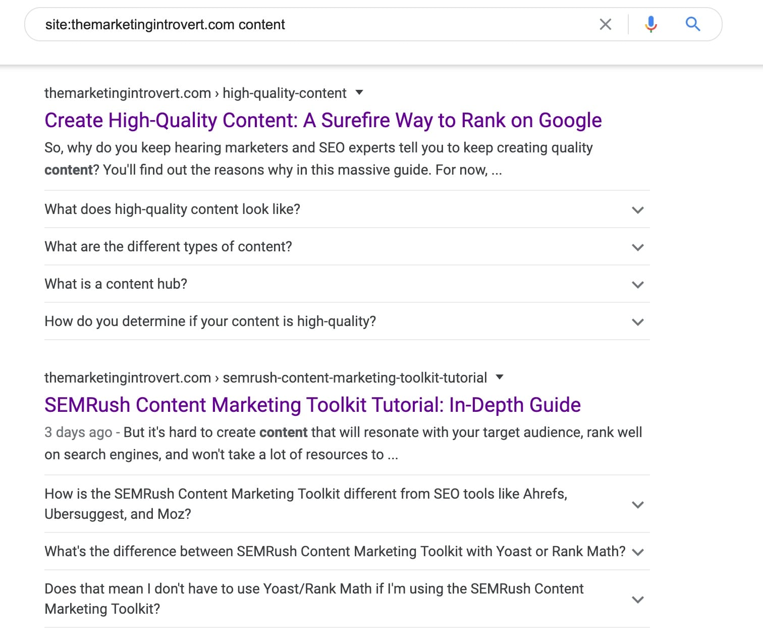 Refined search for my domain