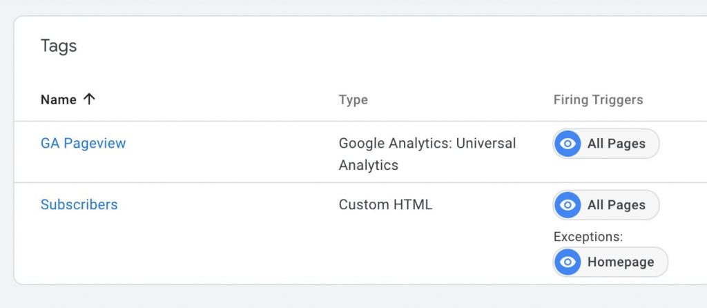 Sample tags inside GTM
