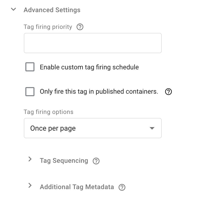 Advanced Settings for Tags in Google Tag Manager