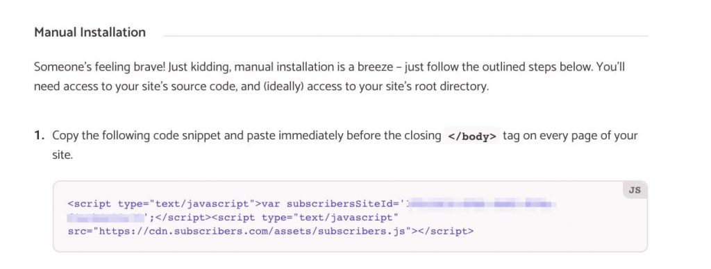 Subscribers Code Snippet