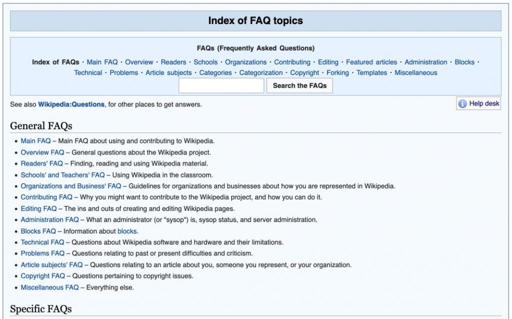 Wikipedia FAQ Page