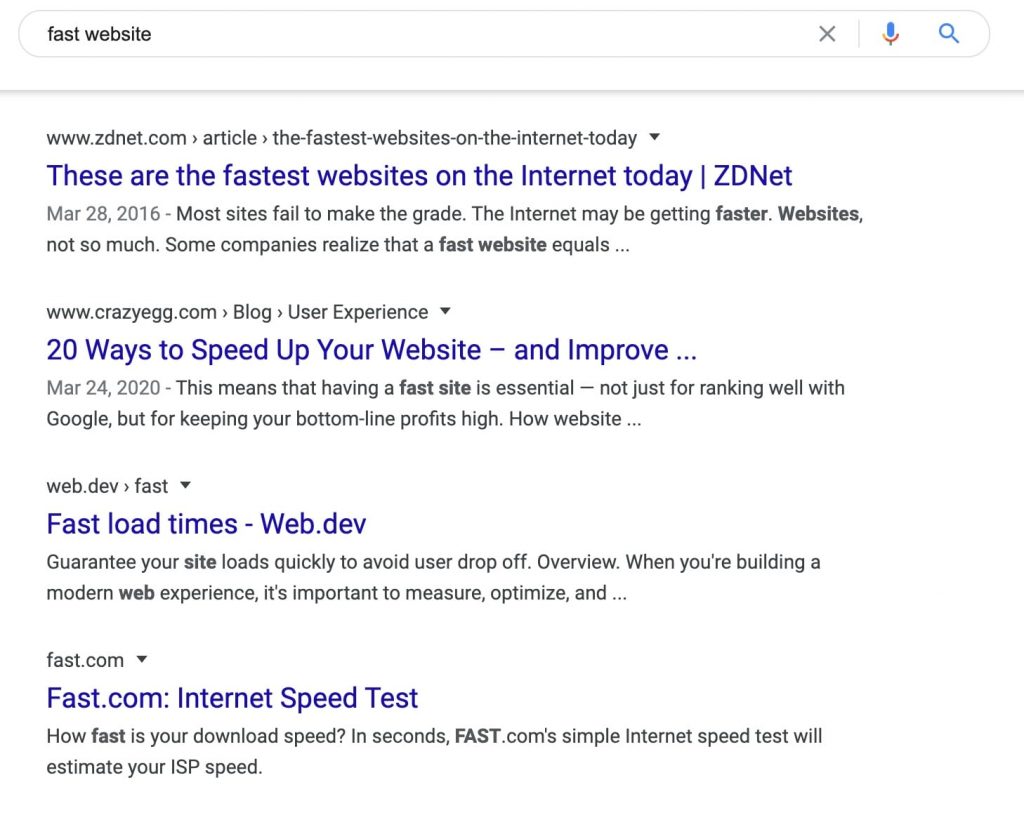 Regular SERP results